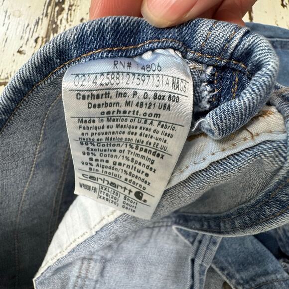 Carhartt Women's Unline Denim Bibs Overalls WR008 Size XXL Short Y2K 28" inseam - Picture 5 of 10